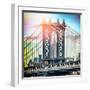 Instants of NY Series - Manhattan Bridge with Empire State Building Center from Brooklyn Bridge-Philippe Hugonnard-Framed Photographic Print