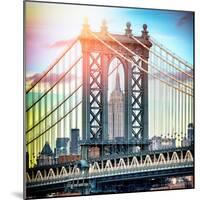Instants of NY Series - Manhattan Bridge with Empire State Building Center from Brooklyn Bridge-Philippe Hugonnard-Mounted Photographic Print