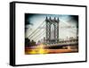 Instants of NY Series - Manhattan Bridge with Empire State Building Center from Brooklyn Bridge-Philippe Hugonnard-Framed Stretched Canvas