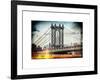 Instants of NY Series - Manhattan Bridge with Empire State Building Center from Brooklyn Bridge-Philippe Hugonnard-Framed Art Print