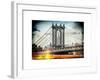 Instants of NY Series - Manhattan Bridge with Empire State Building Center from Brooklyn Bridge-Philippe Hugonnard-Framed Art Print