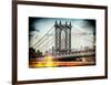 Instants of NY Series - Manhattan Bridge with Empire State Building Center from Brooklyn Bridge-Philippe Hugonnard-Framed Art Print