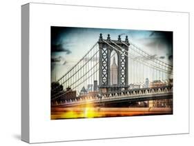 Instants of NY Series - Manhattan Bridge with Empire State Building Center from Brooklyn Bridge-Philippe Hugonnard-Stretched Canvas