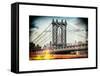 Instants of NY Series - Manhattan Bridge with Empire State Building Center from Brooklyn Bridge-Philippe Hugonnard-Framed Stretched Canvas