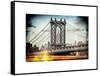 Instants of NY Series - Manhattan Bridge with Empire State Building Center from Brooklyn Bridge-Philippe Hugonnard-Framed Stretched Canvas