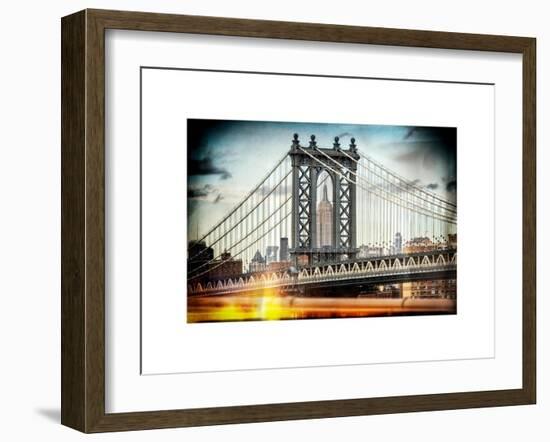 Instants of NY Series - Manhattan Bridge with Empire State Building Center from Brooklyn Bridge-Philippe Hugonnard-Framed Art Print