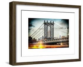 Instants of NY Series - Manhattan Bridge with Empire State Building Center from Brooklyn Bridge-Philippe Hugonnard-Framed Art Print