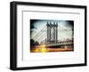 Instants of NY Series - Manhattan Bridge with Empire State Building Center from Brooklyn Bridge-Philippe Hugonnard-Framed Art Print