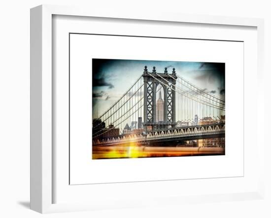 Instants of NY Series - Manhattan Bridge with Empire State Building Center from Brooklyn Bridge-Philippe Hugonnard-Framed Art Print