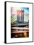 Instants of NY Series - Manhattan Bridge with Empire State Building Center from Brooklyn Bridge-Philippe Hugonnard-Framed Stretched Canvas