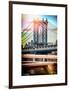 Instants of NY Series - Manhattan Bridge with Empire State Building Center from Brooklyn Bridge-Philippe Hugonnard-Framed Art Print