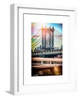 Instants of NY Series - Manhattan Bridge with Empire State Building Center from Brooklyn Bridge-Philippe Hugonnard-Framed Art Print