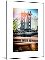Instants of NY Series - Manhattan Bridge with Empire State Building Center from Brooklyn Bridge-Philippe Hugonnard-Mounted Art Print