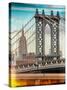 Instants of NY Series - Manhattan Bridge with the Empire State Building from Brooklyn Bridge-Philippe Hugonnard-Stretched Canvas