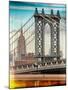 Instants of NY Series - Manhattan Bridge with the Empire State Building from Brooklyn Bridge-Philippe Hugonnard-Mounted Photographic Print