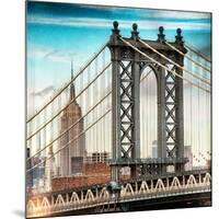 Instants of NY Series - Manhattan Bridge with the Empire State Building from Brooklyn Bridge-Philippe Hugonnard-Mounted Photographic Print