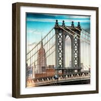 Instants of NY Series - Manhattan Bridge with the Empire State Building from Brooklyn Bridge-Philippe Hugonnard-Framed Photographic Print