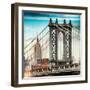 Instants of NY Series - Manhattan Bridge with the Empire State Building from Brooklyn Bridge-Philippe Hugonnard-Framed Photographic Print