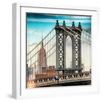 Instants of NY Series - Manhattan Bridge with the Empire State Building from Brooklyn Bridge-Philippe Hugonnard-Framed Photographic Print