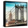 Instants of NY Series - Manhattan Bridge with the Empire State Building from Brooklyn Bridge-Philippe Hugonnard-Framed Stretched Canvas