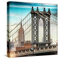 Instants of NY Series - Manhattan Bridge with the Empire State Building from Brooklyn Bridge-Philippe Hugonnard-Stretched Canvas