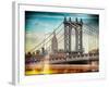 Instants of NY Series - Manhattan Bridge with the Empire State Building from Brooklyn Bridge-Philippe Hugonnard-Framed Photographic Print