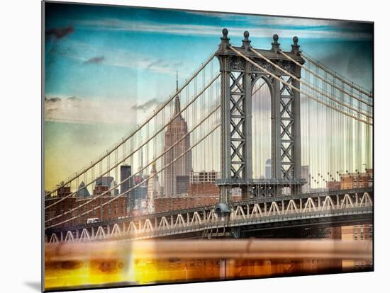 Instants of NY Series - Manhattan Bridge with the Empire State Building from Brooklyn Bridge-Philippe Hugonnard-Mounted Photographic Print