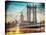 Instants of NY Series - Manhattan Bridge with the Empire State Building from Brooklyn Bridge-Philippe Hugonnard-Stretched Canvas