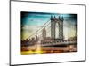Instants of NY Series - Manhattan Bridge with the Empire State Building from Brooklyn Bridge-Philippe Hugonnard-Mounted Art Print