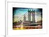 Instants of NY Series - Manhattan Bridge with the Empire State Building from Brooklyn Bridge-Philippe Hugonnard-Framed Art Print