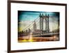 Instants of NY Series - Manhattan Bridge with the Empire State Building from Brooklyn Bridge-Philippe Hugonnard-Framed Art Print