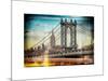 Instants of NY Series - Manhattan Bridge with the Empire State Building from Brooklyn Bridge-Philippe Hugonnard-Mounted Art Print