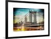 Instants of NY Series - Manhattan Bridge with the Empire State Building from Brooklyn Bridge-Philippe Hugonnard-Framed Art Print