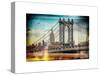 Instants of NY Series - Manhattan Bridge with the Empire State Building from Brooklyn Bridge-Philippe Hugonnard-Stretched Canvas