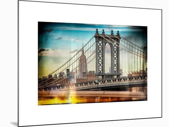 Instants of NY Series - Manhattan Bridge with the Empire State Building from Brooklyn Bridge-Philippe Hugonnard-Mounted Art Print