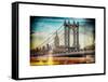 Instants of NY Series - Manhattan Bridge with the Empire State Building from Brooklyn Bridge-Philippe Hugonnard-Framed Stretched Canvas