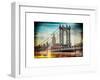 Instants of NY Series - Manhattan Bridge with the Empire State Building from Brooklyn Bridge-Philippe Hugonnard-Framed Art Print