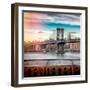 Instants of NY Series - Manhattan Bridge with the Empire State Building from Brooklyn-Philippe Hugonnard-Framed Photographic Print