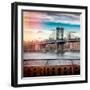 Instants of NY Series - Manhattan Bridge with the Empire State Building from Brooklyn-Philippe Hugonnard-Framed Photographic Print