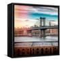 Instants of NY Series - Manhattan Bridge with the Empire State Building from Brooklyn-Philippe Hugonnard-Framed Stretched Canvas