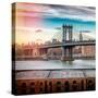 Instants of NY Series - Manhattan Bridge with the Empire State Building from Brooklyn-Philippe Hugonnard-Stretched Canvas