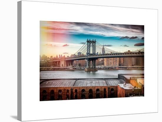 Instants of NY Series - Manhattan Bridge with the Empire State Building from Brooklyn-Philippe Hugonnard-Stretched Canvas