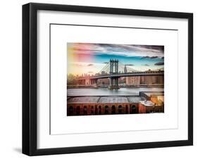 Instants of NY Series - Manhattan Bridge with the Empire State Building from Brooklyn-Philippe Hugonnard-Framed Art Print