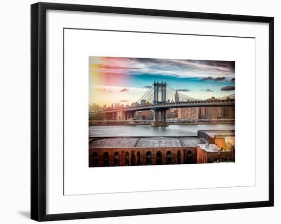 Instants of NY Series - Manhattan Bridge with the Empire State Building from Brooklyn-Philippe Hugonnard-Framed Art Print