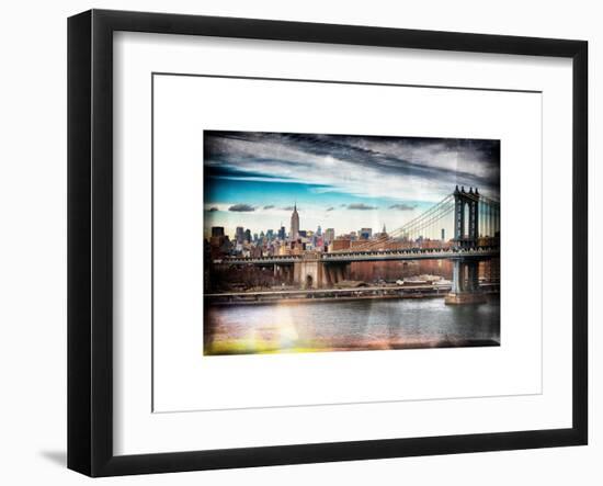Instants of NY Series - Midtown NYC with Manhattan Bridge and Empire State Building-Philippe Hugonnard-Framed Art Print