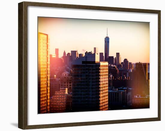 Instants of NY Series - NYC Cityscape with the One World Trade Center (1WTC) at Sunset-Philippe Hugonnard-Framed Photographic Print