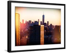 Instants of NY Series - NYC Cityscape with the One World Trade Center (1WTC) at Sunset-Philippe Hugonnard-Framed Photographic Print