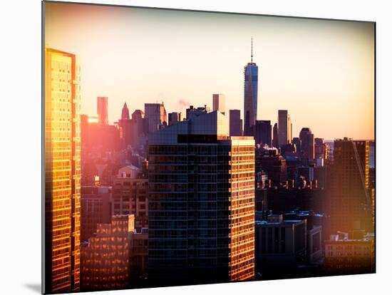 Instants of NY Series - NYC Cityscape with the One World Trade Center (1WTC) at Sunset-Philippe Hugonnard-Mounted Photographic Print