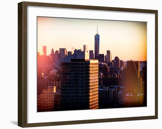 Instants of NY Series - NYC Cityscape with the One World Trade Center (1WTC) at Sunset-Philippe Hugonnard-Framed Photographic Print