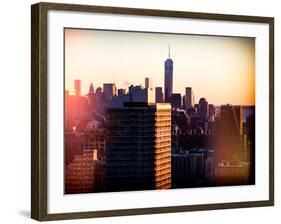 Instants of NY Series - NYC Cityscape with the One World Trade Center (1WTC) at Sunset-Philippe Hugonnard-Framed Photographic Print